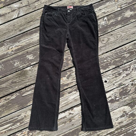 Y2K No Boundaries Jeans 36" Black Corduroy Flares Mid Rise NoBo Bedazzled Grunge - Picture 2 of 10